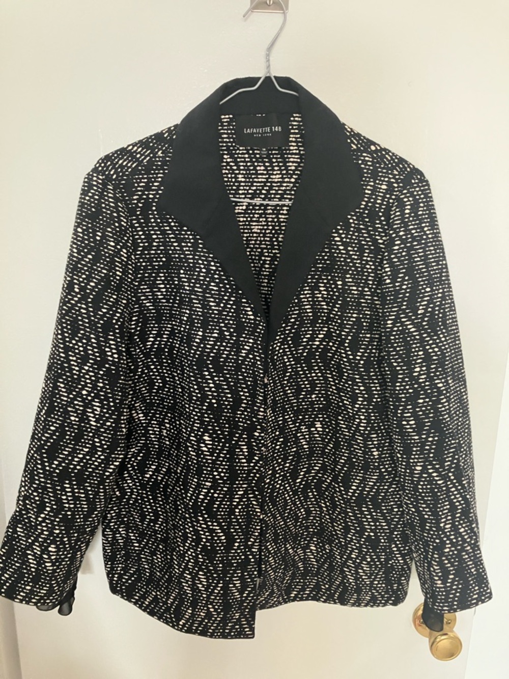 Lafayette 148 New York Black and White Textured Knit Blazer